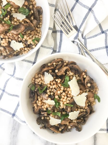 Mushroom and White Truffle Couscous - What's Mary Doing Truffle Couscous, Mushroom Couscous, White Truffle Oil, Couscous Recipes, Meat Dinners, Roasted Mushrooms, White Truffle, Meatless Meals, Fresh Lemon Juice