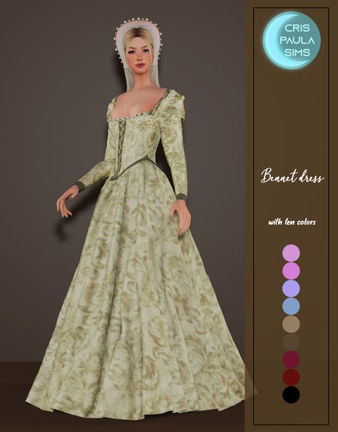 Royal Dresses Sims 4, Sims 4 Midevil Dress, Sims 4 Cc Tudor Dress, Sims 4 Queen Dress Cc, Sims 4 Vintage Dress, Sims 4 Middle Ages Cc, The Sims 4 Victorian Cc, Sims 4 Victorian Dress, Sims 4 Cc Ball Gowns