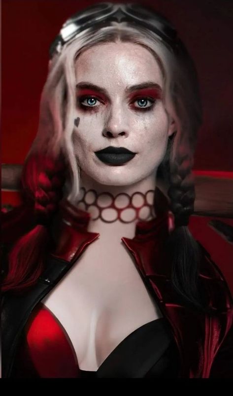 Black Harley Quinn Makeup, Harley Quinn Disfraz, Black And Red Makeup, Hahaha Joker, Joker Y Harley Quinn, Harley Quinn Makeup, Harley Quinn Halloween, Margot Robbie Harley Quinn, Margot Robbie Harley