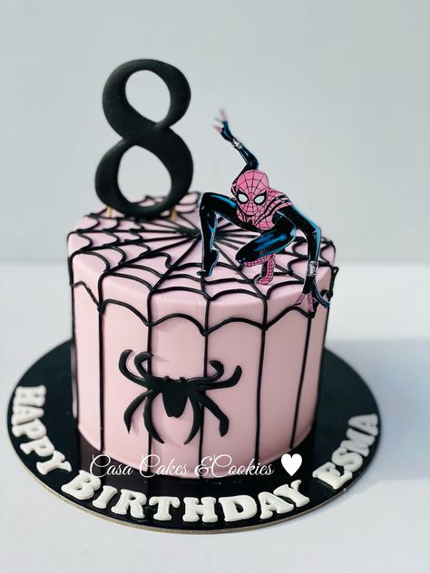 Pink Spider Man Cake, Girly Spiderman Cake, Spider Gwen Birthday Cake, Pink Spiderman Cake, Girls Spiderman Birthday Party, Spidergirl Cake, Spidergirl Birthday Party, Ghost Spider Cake, Cheesecake Cake Recipes