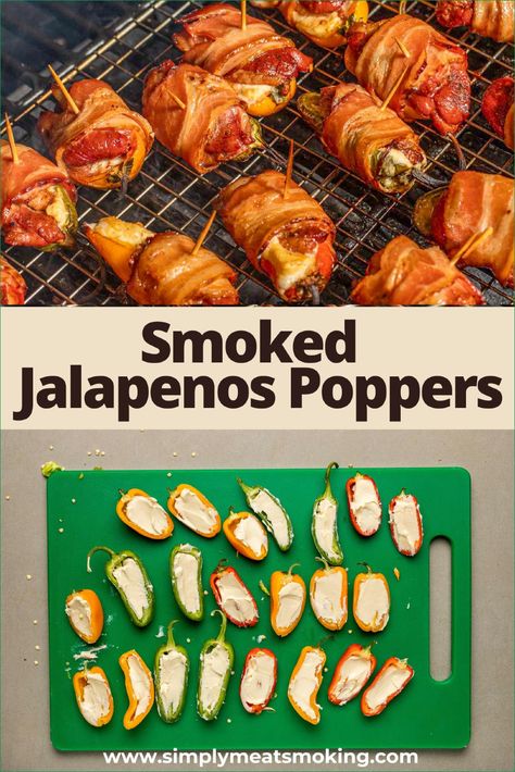 These smoked jalapeno poppers are wrapped in bacon and stuffed with creamy cheese for the ultimate cheesy snack. Whether you’re using a Master Built Smoker or a Traeger, these poppers are easy to make and perfect for any occasion. Discover how to make these smoked jalapeno peppers and add them to your recipe collection. Tap to see the recipe. Jalapeno Smoker Recipes, Smoked Jalapeno Peppers Bacon Wrapped, Smoked Jalapeno Peppers, Smoked Jalapeno Poppers, Bacon Wrapped Peppers, Jalapeno Poppers Recipe, Bbq Snacks, Grilled Appetizers, Bacon Wrapped Appetizers