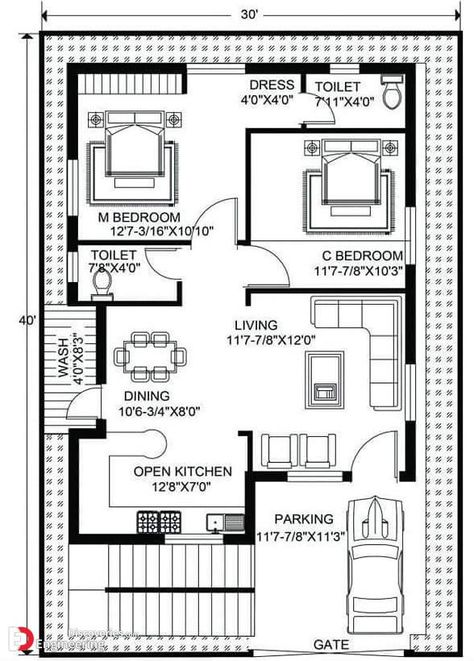 20x30 House Plans, Square House Plans, Budget House Plans, North Facing House, 20x40 House Plans, 30x40 House Plans, 2bhk House Plan, Kerala House, Indian House Plans