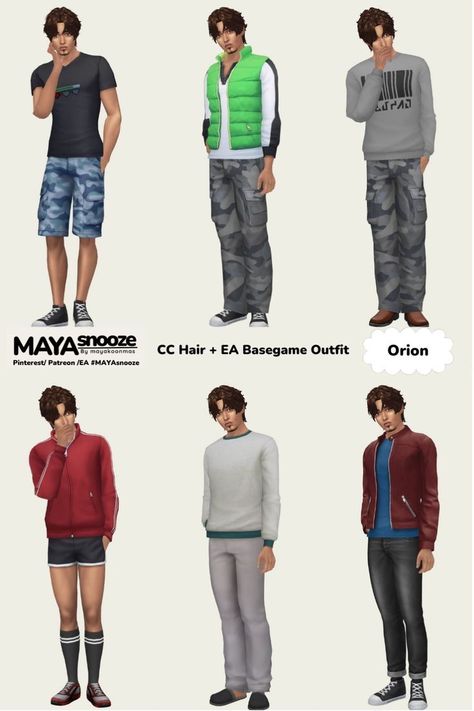 Sims 4 No Cc Outfits Men, Cc Lookbook, Sims 4 No Cc, Sims Outfits, Male Sims, Sims 4 Cas, Character Inspo, Sims 4 Clothing, Outfits Men