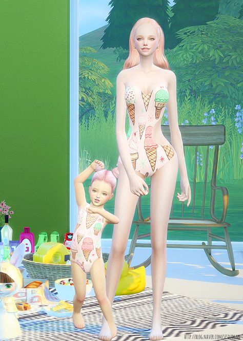 Lana CC Finds — [Ahri] F,T Ice cream Swimsuit Cream Swimsuit, Cc Finds, Sims 4, Ice Cream, One Piece, Cream, Clothes