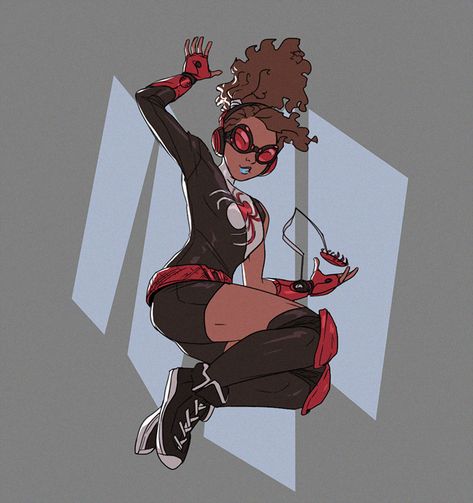 Spider Man Into The Spider Verse Oc, Spider Suit Design Oc, Spider Woman Suit Ideas, Miles Morales Sister, Spider Man Designs, Spider Man Oc Ideas, Spider Sonas Drawings, Spider Man Oc Art, Spider Sonas Poses