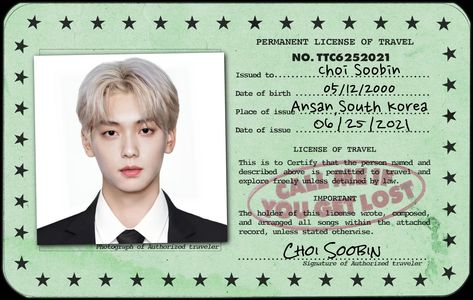 tomorrowxtogether txt soobin
call me if you get lost licence id card Soobin Call Me If You Get Lost, Call Me When You Get Lost Kpop, Txt Call Me If You Get Lost, Call Me If You Get Lost Id Template, Call Me If You Get Lost Kpop, Call Me If You Get Lost Id, Id Card Design Kpop, Soobin Core, Id Photos