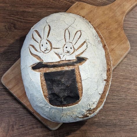 Bob & Bobek - Rabbits out of the Hat (Bob a Bobek - králici z klobouku)🐇🐇🎩 #homemade #glutenfree #bread #sourdoughbread #sourdough #breadart #sourdoughbaking #scoringbread #scoringsourdough #foodart #bobabobek #kralicizklobouku #rabbit #cartoon Glutenfree Bread, Bread Scoring, Bread Art, Sourdough Baking, Rabbit Cartoon, Sourdough Bread, Alchemy, Rabbits, Food Art