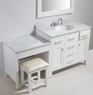 KeyWest Makeup Vanity | Makeup Vanity Cabinet | Makeup Sink Vanity Bathroom Vanity With Makeup Area, Vanity With Makeup Area, White Vanity Set, Modern Master Bath, Bathroom Makeup, Bathroom With Makeup Vanity, Diy Makeup Vanity, Bath Redo, Makeup Table Vanity