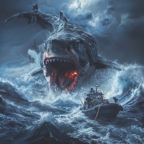 Creepy Ocean, Megalodon Shark Art, Scary Ocean, Sea Storm, All Godzilla Monsters, Iphone Wallpaper Stills, Shark Art, Ocean Pictures, Anime Fnaf