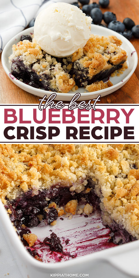 blueberry crisp with ice cream Sugar Cookie Icing Recipe That Hardens, Best Blueberry Crisp, Easy Blueberry Crisp, Blueberry Recipe, Blueberry Crisp Recipe, Blueberry Desserts Recipes, Blueberry Cobbler Recipes, Crisp Desserts, Blueberry Filling