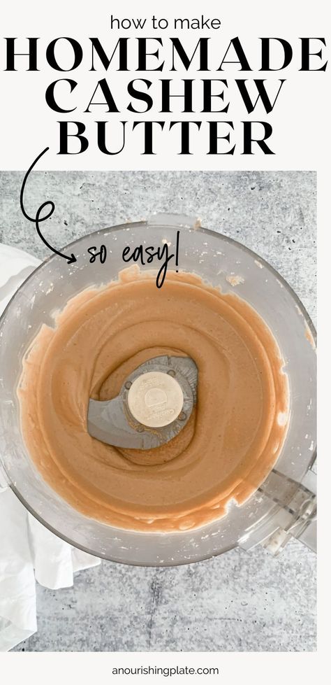 Learn how easy it is to make homemade cashew butter with this super simple 2-ingredient recipe. Great alternative to peanut butter and much cheaper than buying store-bought. #diyrecipes #cashewbutter #peanutfree #healthysnacks Diy Cashew Butter, Homemade Cashew Butter, How To Make Cashew Butter, Recipes With Cashews, Cashews Recipes, Cashew Butter Recipe, Gluten Free Dairy Free Snacks, Paleo Food List, Cashew Recipes