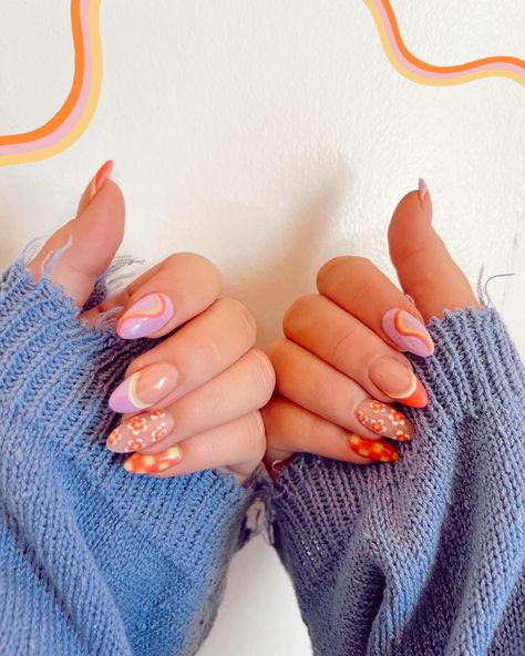 Groovy Spring Nails, Groovy Nails, Teacher Nails, Bride Nails, Mani Pedi, Nails Nails, Beauty Nails, Stylish Nails, Spring Nails