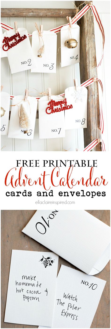 Free Printable Vintage Christmas Advent Calendar with adorable cards and envelopes for you to fill out for each day! Hantverk Diy, Printable Advent Calendar, Free Christmas Printables, Printable Vintage, Christmas Advent Calendar, Gorgeous Christmas, Noel Christmas, Printable Christmas, Christmas Advent