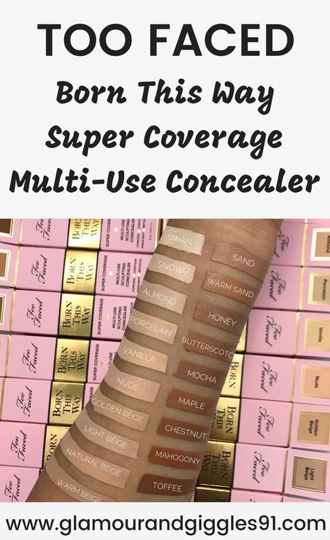 Too Faced Concealer Swatches, Foundation Matching, Concealer Swatches, Makeup Book, Beauty Hacks Eyelashes, Beauty Tips In Hindi, Born This Way Concealer, Magic Makeup, Makeup Business