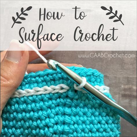 How to Surface Crochet | Free Photo Tutorial | Great Idea for Embellishing Your Projects! Surface Crochet, Crochet Stitches Symbols, Change Colors In Crochet, 100 Crochet Stitches, Crochet Stitches Free, Crochet Lessons, Crochet Stitches Tutorial, Crochet Instructions, Crochet Free