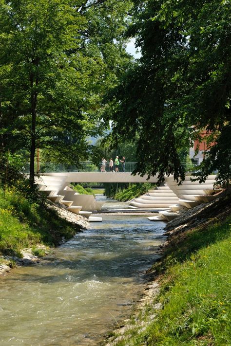 ENOTA sculpts pedestrian city centre for Slovenian garden city Nature Reclaiming, Creek Ideas, Garden Plan, River Edge, Desain Lanskap, Easy Landscaping, Landscape Architecture Design, Rain Garden, Design Exterior