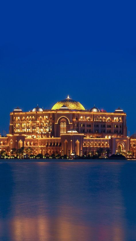 Emirates Palace,Abu Dhab Dubai Palace, Emirates Palace, Palace Hotel, Travel Lover, Night Lights, Another World, Dream Home Design, Abu Dhabi, Fantasy World