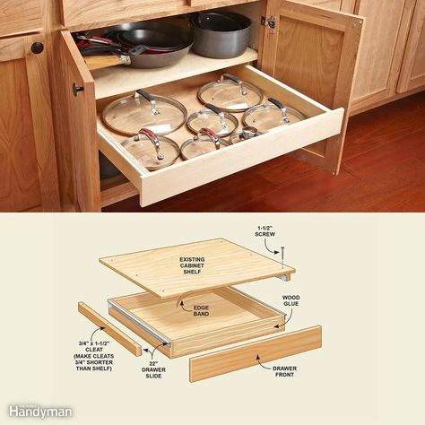 Kitchen Cabinets Storage Organizers, Simple Kitchen Cabinets, Cheap Kitchen Cabinets, Kitchen Storage Space, Kitchen Cabinet Drawers, Kitchen Organization Diy, Diy Kitchen Storage, Cheap Kitchen, Kitchen Cabinet Organization