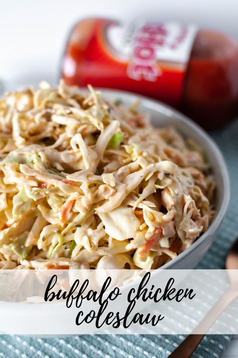 Buffalo Chicken Coleslaw - Meg's Everyday Indulgence Buffalo Recipes, Chicken Coleslaw, Braised Chicken Recipes, Boiled Chicken Recipes, Buffalo Recipe, Can Chicken Recipes, Chicory Recipe, Coleslaw Salad, Summer Potluck