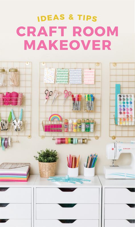 Colorful Craft Room Ideas, Room Storage Organization, Wall Storage Ideas, Pegboard Craft Room, Craft Office, Ikea Crafts, Dream Craft Room, Work Tips, Craft Room Design