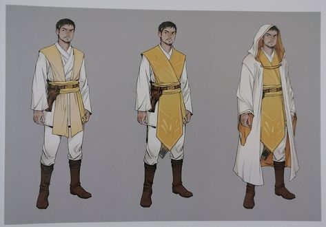 Jedi Clothes Concept Art, High Republic Jedi Robes, Star Wars Outfit Design, Mage Robes Concept Art, Jedi Master Oc, Jedi Oc Art, Jedi Robes Concept Art, Jedi Outfit Concept Art, Jedi Clothing