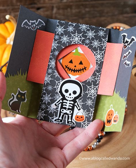 Halloween card ideas. Lawn Fawn Shutter card and Echo Park I Love Halloween Paper. Card ideas. Interactive cards. Halloween diy ideas. Wanda Guess Halloween Card Ideas, Halloween Diy Ideas, Paper Card Ideas, Shutter Card, I Love Halloween, Cards Halloween, Tri Fold Cards, Fall Stuff, Lawn Fawn Cards