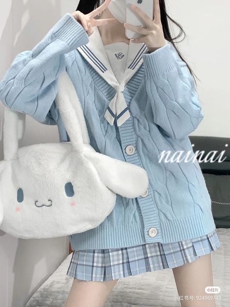 Kawaii Summer Outfits, Korean Uniform, Sanrio Outfits, Academia Aesthetic Outfit, Kawaii Outfit Ideas, Kawaii Hoodie, Sanrio Cinnamoroll, Kawaii Fashion Outfits, Tomboy Outfits