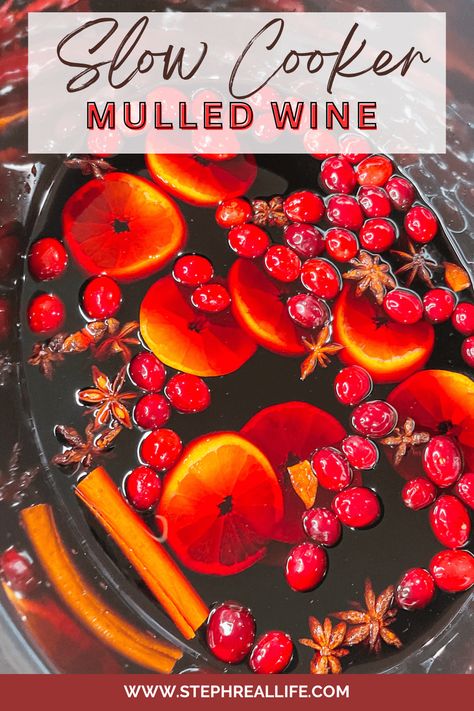 Slow Cooker Mulled Wine is the perfect holiday party drink. It's warm, cozy and has all the flavors of the holiday season. Mulled Wine Recipe Crockpot, Mulled Wine Crockpot, Mulled Wine Slow Cooker, Homemade Mulled Wine, Holiday Party Drinks, Mulled Wine Recipe, Warm Wine, Wine Recipe, Christmas Cooking