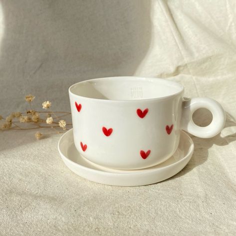 Heart Tea Cup, Ceramic Store, Cup Handmade, Heart Mug, Painted Mugs, Handmade Porcelain, Ceramics Pottery Art, Tea Lovers, Porcelain Cup