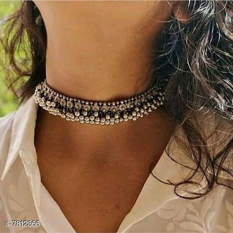 Try this beautiful oxidized choker with all your western or traditional dresses and add charm and charisma to your beautiful personality. Oxidised Jewellery Set, Oxidised Choker, Beautiful Chokers, Antique Filigree, Pendant Ring, Boho Choker, Rings Silver, Silver Choker, Oxidised Jewellery