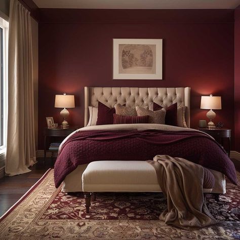 Modern Room Looks with Burgundy and Beige Color Schemes • 333+ Inspiring Lifestyle Ideas Bedroom Inspirations For Small Rooms, Burgundy Bedroom, Burgundy And Beige, Beige Bedroom Decor, Bedroom Sitting Room, Room Looks, Modern Rooms, Bedroom Trends, Beige Living Rooms