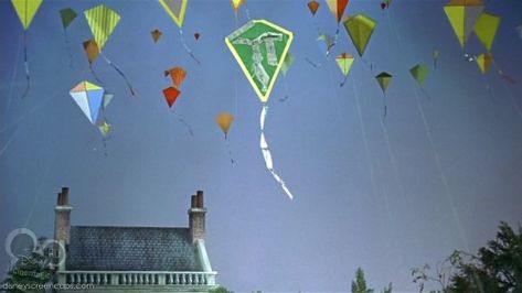 The song, “Let’s Go Fly a Kite” in Mary Poppins was inspired by the Sherman brothers’ (Robert B. Sherman and Richard M. Sherman) father, Al Sherman who made kites for neighborhood kids as a weekend hobby. In the film, the broken kite represents the... Mary Poppins Kite, Kite Tattoo, Mary Poppins Musical, Mr Banks, Scene Tattoo, Fly A Kite, Go Fly A Kite, Ra Ideas, Disney Wiki