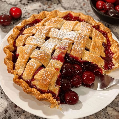 Classic homemade cherry pie with a flaky crust and sweet filling. Perfect for any occasion. Ready in 1 hour. Cherry Pie Crust, Homemade Cherry Pie, Parker Aesthetic, Homemade Cherry Pies, Cherry Pie Recipe, Doll Customs, Cherry Filling, Frozen Cherries, Flaky Crust