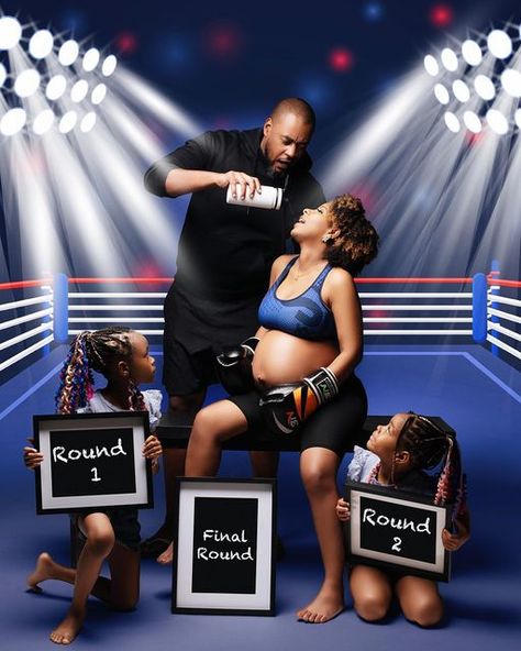 Boxing Maternity Photoshoot, Pregnant Women Poses, Maternity Shoot Black Women Family, Boxing Pregnancy Announcement, Boxing Maternity Shoot, Basketball Maternity Pictures, Maternity Ideas Photoshoot, Pregnancy Photoshoot Black Women, Maternity Photography Black Women