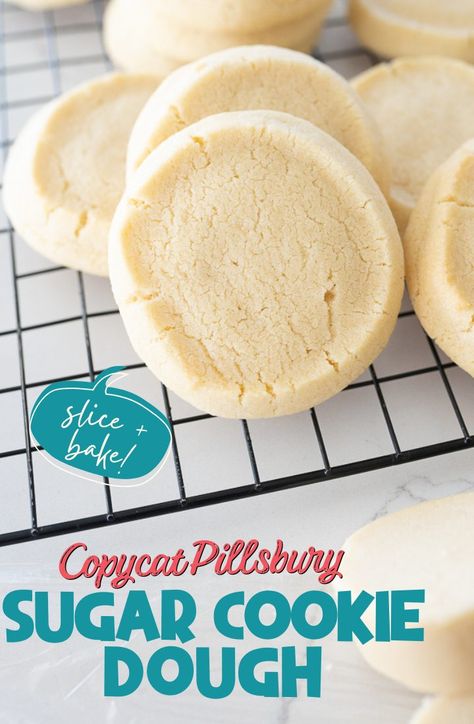 Diy Pillsbury Halloween Cookies, Sugar Cookie Recipe Chill Dough, Cookie Dough Roll Recipes, Cookie Dough For Freezing, Pillsbury Holiday Cookies Recipe, Philsbury Christmas Sugar Cookies, Copycat Pillsbury Halloween Cookies, Refrigerator Sugar Cookie Dough Recipes, Copycat Pillsbury Biscuits