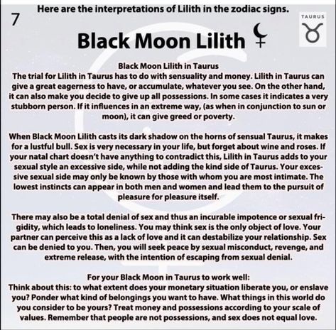 Black Moon Lilith In Taurus, Taurus Lilith, Lilith In Taurus, Black Lilith, Mars In Pisces, Sun Aquarius, Part Of Fortune, Virgo Sun, Aquarius Moon