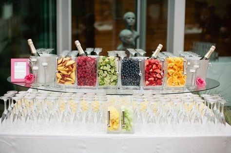 Champagne Bar | Community Post: 10 Ways To Keep Your Guests Entertained At Your Wedding Bubbly Bar, Fruit Bar, Champagne Bar, Brunch Buffet, Cocktails Bar, Wedding Bar, Bar Drinks, Wedding Food, Party Snacks