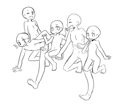 Four People Drawing Base, Base 5 People, 10 People Drawing Base, Group Poses 5 People, 5 Person Group Poses Drawing, 5 Person Pose Reference, Pushing Hair Back Pose, 5 People Poses Drawing, 6 People Poses