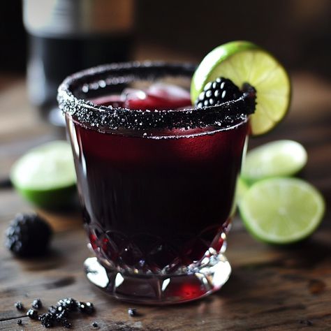 Cast a spell on your taste buds with this enchanting Black Magic Margarita! 🍹🔮 A bewitching drink for any occasion!" Black Magic Margarita Ingredients: Tequila (2 oz) Black currant liqueur (1 oz) Lime juice (1 oz) Agave syrup (½ oz) Ice (for shaking) Black salt (for rimming) Lime wheel (for garnish) Instructions: Rim the glass with black salt. In a shaker, combine tequila, black currant liqueur, lime juice, and agave syrup with ice. Shake well and strain into the prepared glass. Garnish w... Margarita Ingredients, Glass Garnish, Instagram Recipes, Black Salt, Cast A Spell, Agave Syrup, Presentation Ideas, Trending Recipes, Black Currant