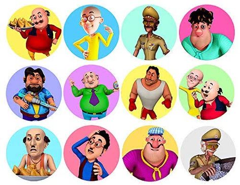 Moto Patlu Cartoon, Moto Patlu, Badges For Kids, Motu Patlu Cartoon, Joker Hd Wallpaper, Doremon Cartoon, Cartoon Clip, Cake Printing, Durga Images