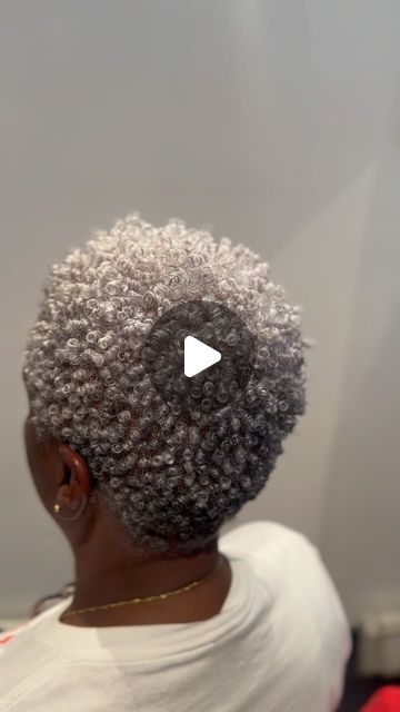 Neal Farinah Salon on Instagram: "The beauty of silver hair 👩🏾‍🦳

Gorgeous curl definition and cut by @nyasiabstyles 😍
.
.
.
#fingercoils #naturalhair #coils #hair #curls #naturalhairstyles #flexirods #curlyhair #protectivestyles #thecutlife #bigchop #silverhair #greyhair #shortnaturalhairstyle #hairgoals #curlspoppin #nychairstylist" Grey Afro Hair Short Hairstyles, Grey Afro Hair, Defined Afro Curls, Coils On Natural Hair, Afro Grey Hair Black Women, Twa Curl Definition, Finger Coils, Curl Definition, Flexi Rods