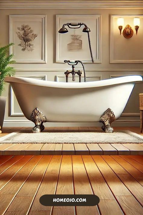 20 Stunning Tub Designs That Will Transform Your Small Bathroom Remodel French Country Bathtub, Free Standing Tub Ideas, Claw Foot Tub Bathroom, Freestanding Bathtub Ideas, Bedroom Bathtub, Victorian Bathtub, Japanese Bathtub, Luxurious Bathtubs, Deep Tub