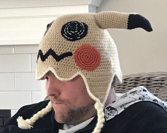 Mimikyu hat | Etsy Crochet Pattern Pokemon, Pokemon Go Trainer, Pokemon Crochet Pattern, Crochet Gift Ideas, Aesthetic Patterns, Pokemon Clothes, Crochet Pokemon, Crochet Aesthetic, Crochet Hat Free