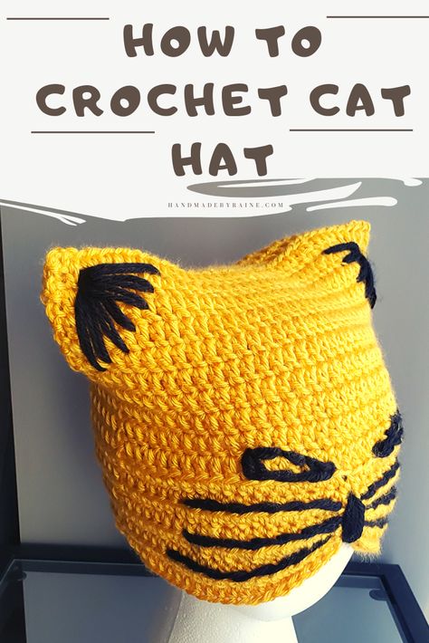 Crocheted Halloween, Yarn Dreads, Crochet Cat Hat, Hat Tutorial, Yarn Pom Pom, Easy Crochet Projects, Head Pieces, Kids Scarf, Halloween Hats