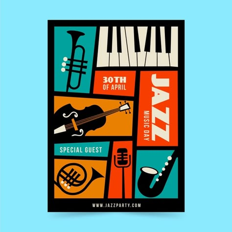 Free Vector | Flat international jazz day poster template Jazz Festival Poster, Arte Jazz, Jazz Posters, Montreux Jazz Festival, Medical Posters, Jazz Poster, Music Festival Poster, Business Poster, Jazz Fest