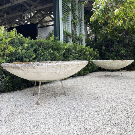 Large Diy Planters, Shallow Garden, Shallow Planters, Large Garden Pots, Mid Century Modern Plants, Coastal Landscaping, Mid Century Planter, Contemporary Planters, Cement Garden