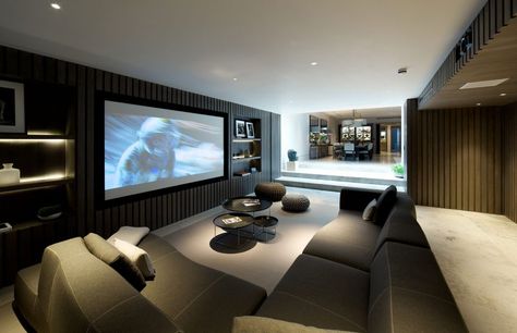 Notting Hill House, Modern Showroom, Home Theater Room Design, Theater Room Design, Home Cinema Room, Mews House, Attic Remodel, Home Theater Rooms, Home Theater Design