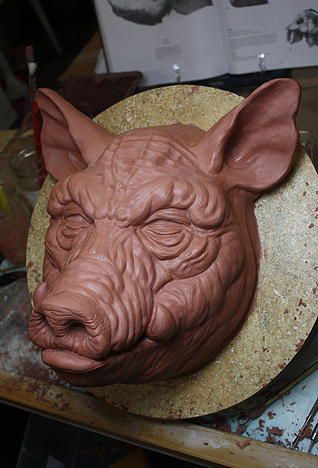 Faust & Company | Mask Maker | Portland, Oregon | SCULPTURE Pig Head Drawing, Pig Monster, Rainbow Goblins, Horror Props, Pig Mask, Pig Sculpture, Custom Mask, Mask Maker, Pig Head