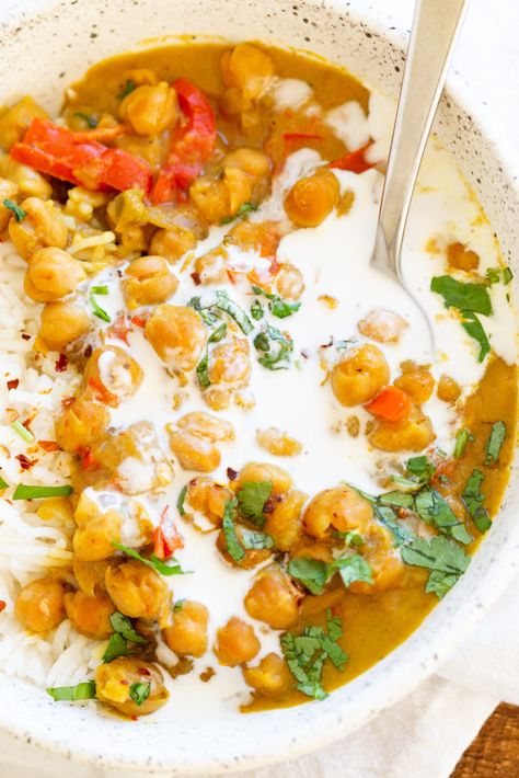 Chickpea Coconut Curry - Instant Pot or Saucepan - Vegan Richa Chickpea Coconut Curry Instant Pot, One Pot Vegan Curry, Instant Pot Dry Chickpeas, Coconut Curry Instant Pot, Chickpea Curry Coconut Milk, Coconut Chickpea Curry, Potato Squash, Coconut Chickpea, Dried Chickpeas