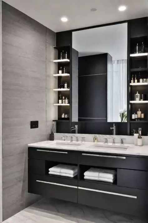 Master bathroom with vanity and makeup area Jaccuzi Bathroom Master Bath, Bathroom With Vanity, Bathroom Master Bath, Master Bath Lighting, Bedroom Vanities, Master Bath Design, Bathroom With Makeup Vanity, Bathroom Master, Makeup Area